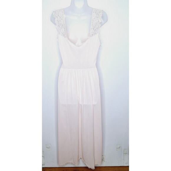 Vintage 60s Radcliffe Long Maxi Nightgown Nylon 38 M/L Lace Coquette Romantic - Picture 10 of 11